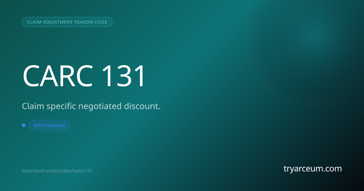 CO-131 Denial: Claim-Specific Negotiated Discount — How to Resolve | Arceum