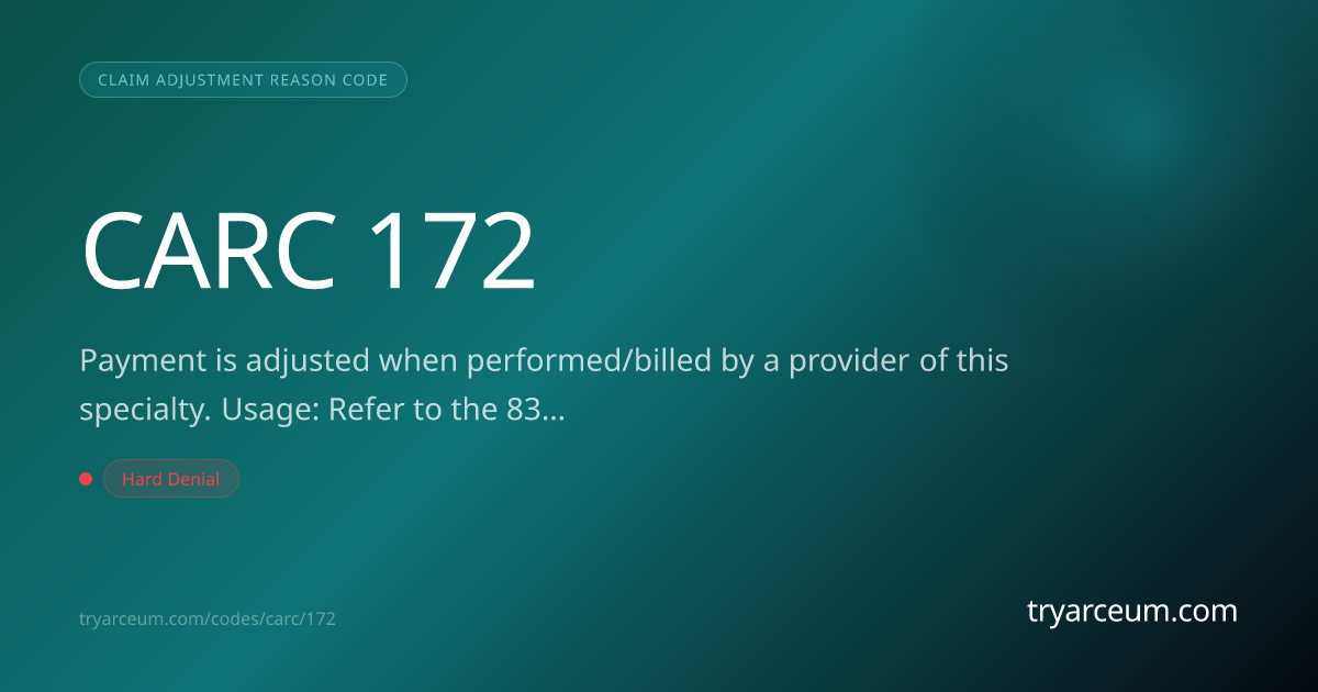 CO-172 Denial: Provider Specialty Payment Adjustment — How to Resolve ...