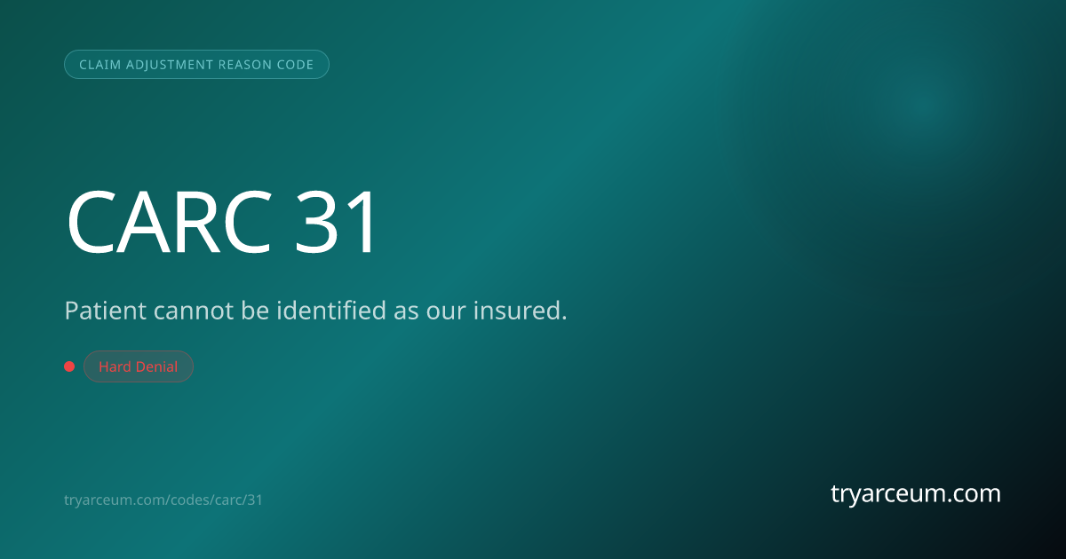 CO-31 Denial: Patient Not Identified as Insured — How to Resolve | Arceum