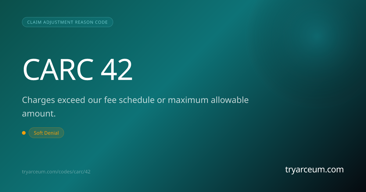 CO-42 Denial: Charges exceed our fee schedule or maximum allowable ...