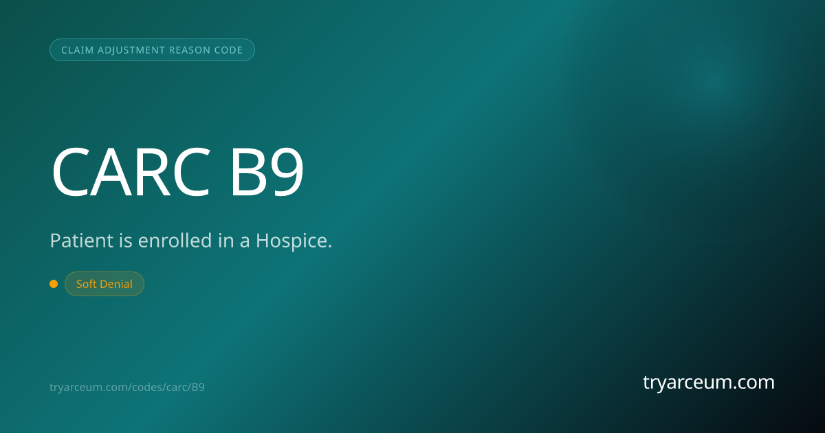 CO-B9 Denial: Patient Enrolled in Hospice — How to Resolve | Arceum